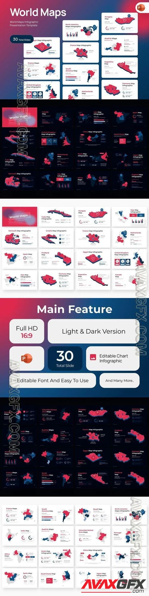 World Maps Infographic PowerPoint Template