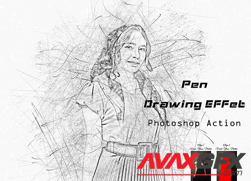 Pen Drawing Effect Photoshop Action - 42293402