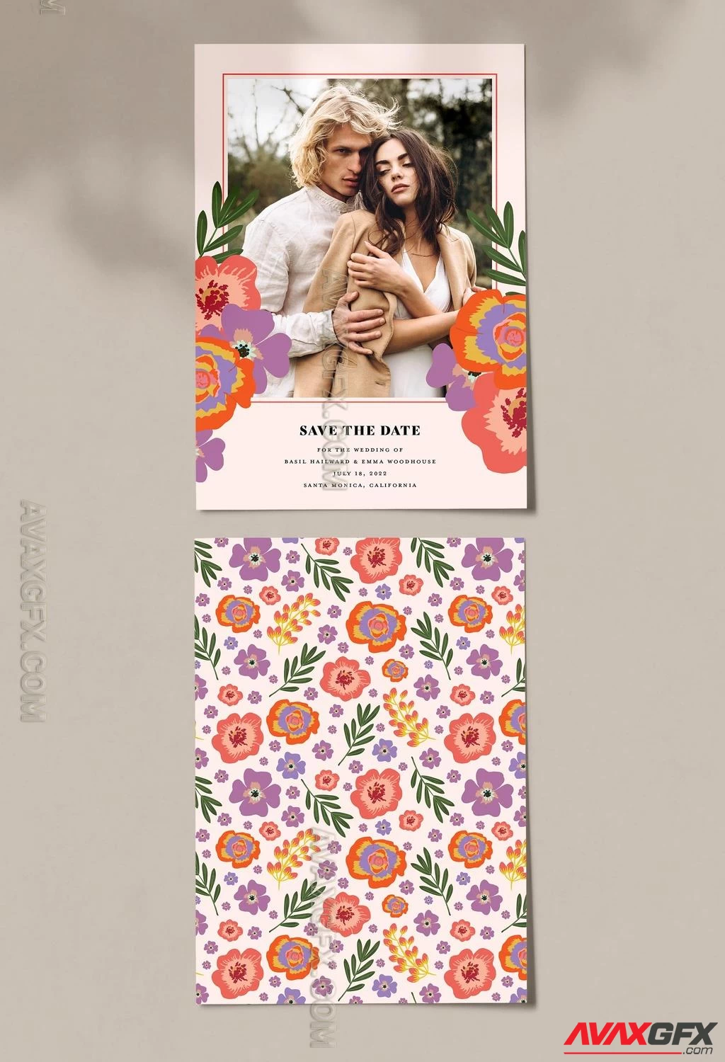 Save the Date Floral Template with Photo 529492391 Adobestock