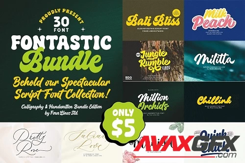 Fontastic Bundle: Font Script Edition! - 30 Premium Fonts - 2879824
