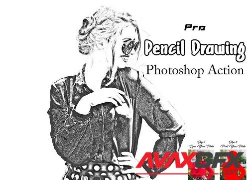 Pro Pencil Drawing Photoshop Action - 50810618