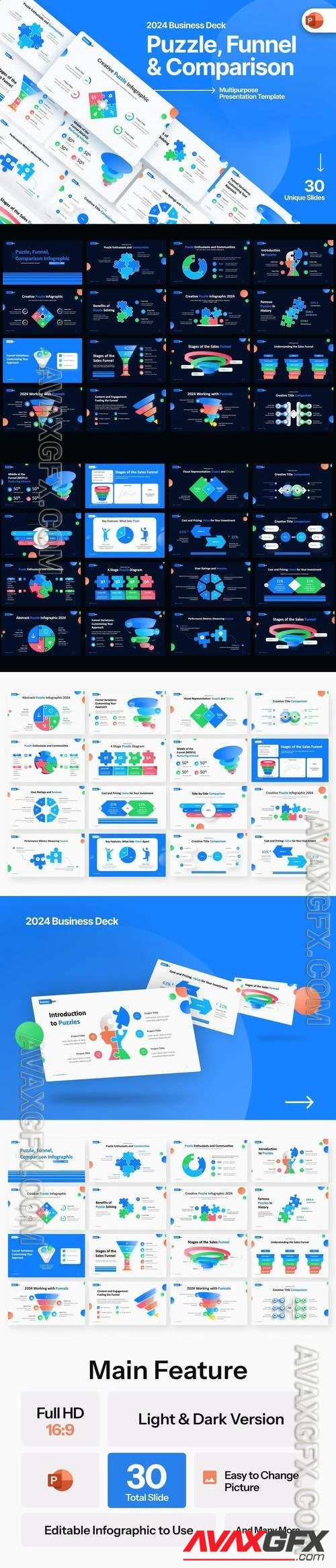 Puzzle, Funnel and Comparison PowerPoint Template