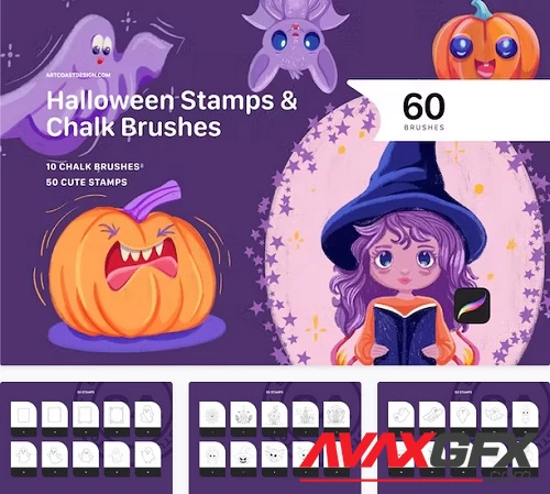 Halloween Stamps & Chalk Brushes - U3VQ634