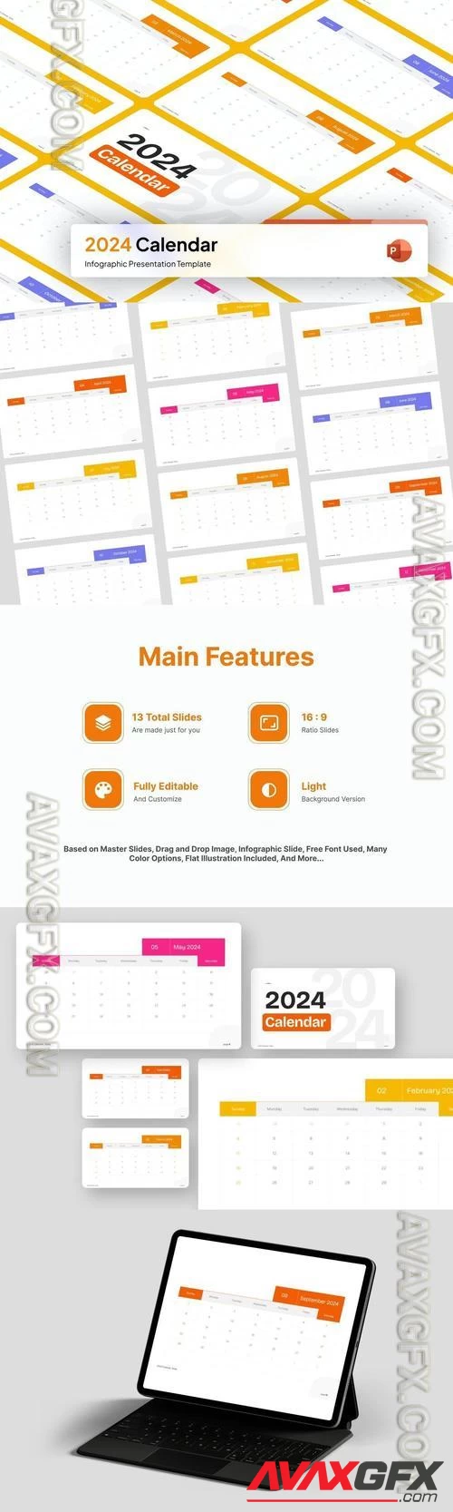 2024 Calendar PowerPoint Template Download PowerPoint Presentations