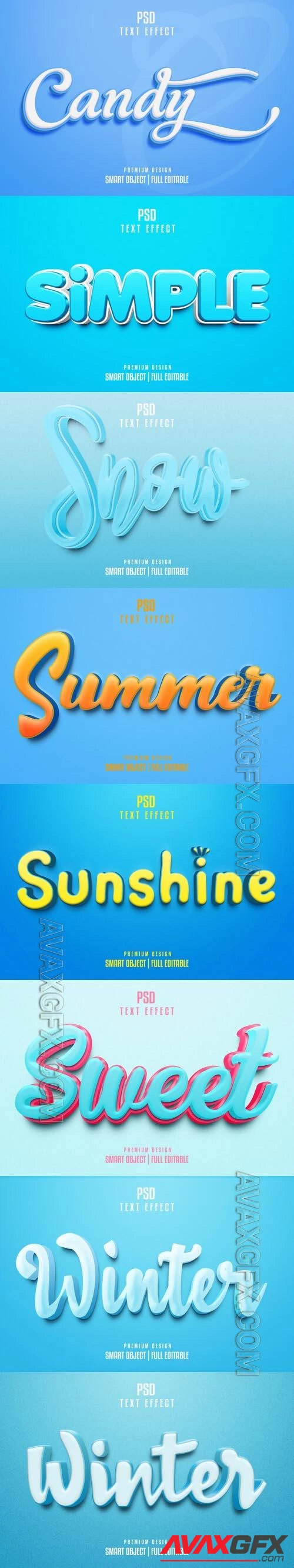 8 Psd style text effect editable set vol 5