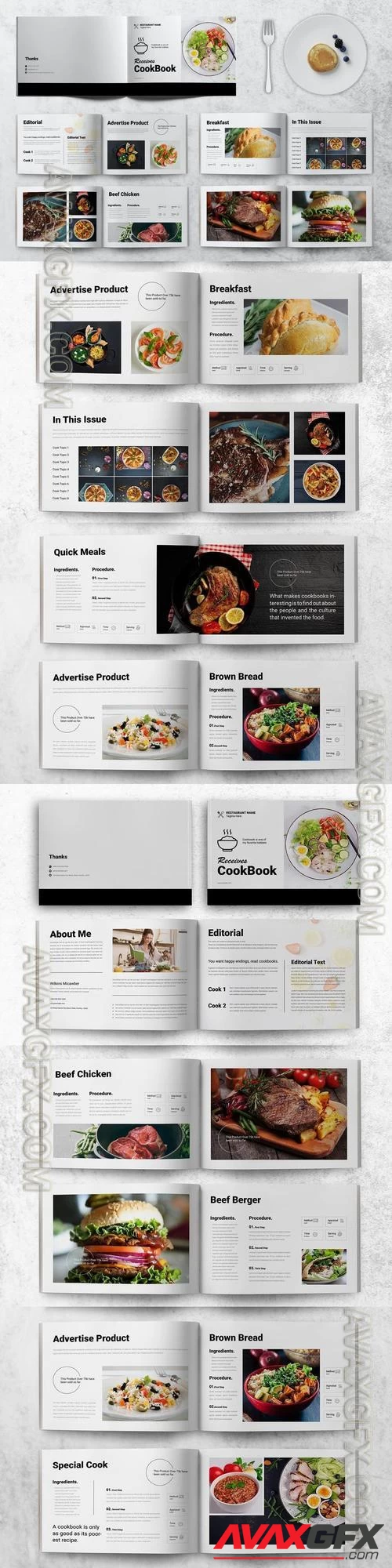 Recipe Cookbook Template Brochure Layout DJSLBG5