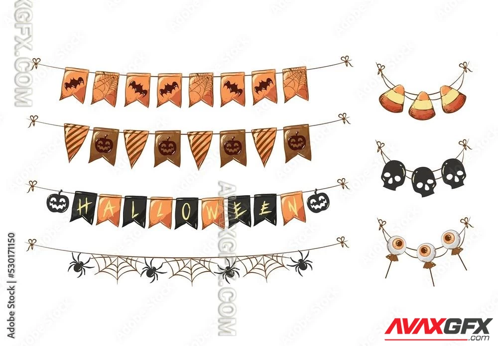 Halloween Decorations and Borders 530171150 Adobestock