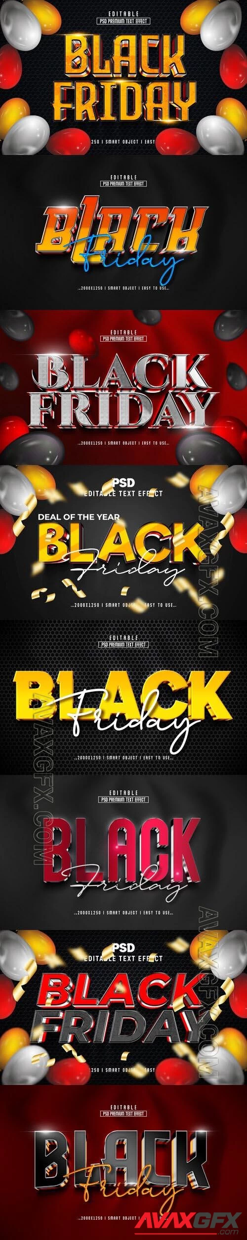 8 Black Friday style text effect editable set vol 5