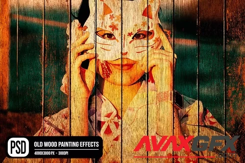 Old Wood Painting Photo Effects - WD35JXC