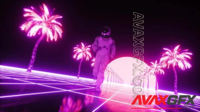 MA - Runing Astronaut With Neon Glowing Palms 1623094