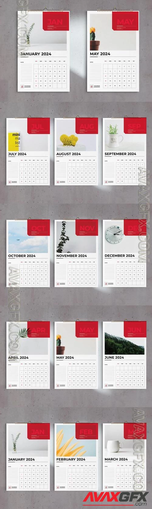 Minimal Wall Calendar 2024 Template JPE8KVM Download Indesign Templates