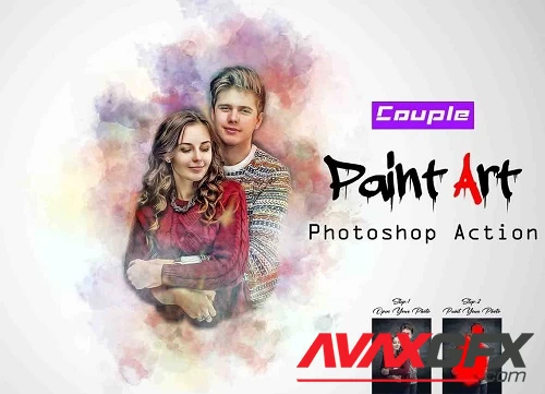 Couple Paint Art Photoshop Action - 42241137