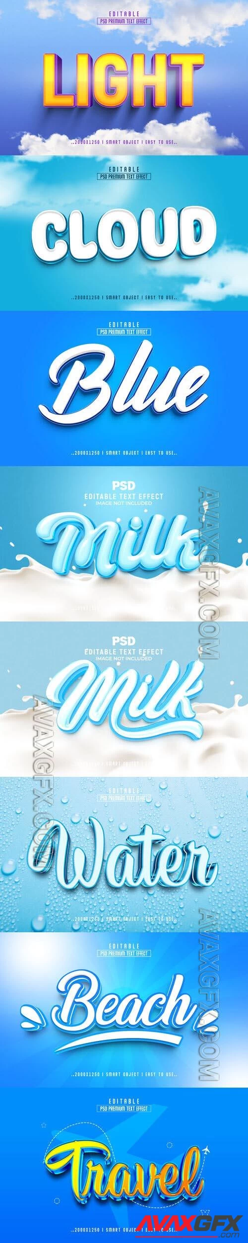 8 Psd style text effect editable set vol 34