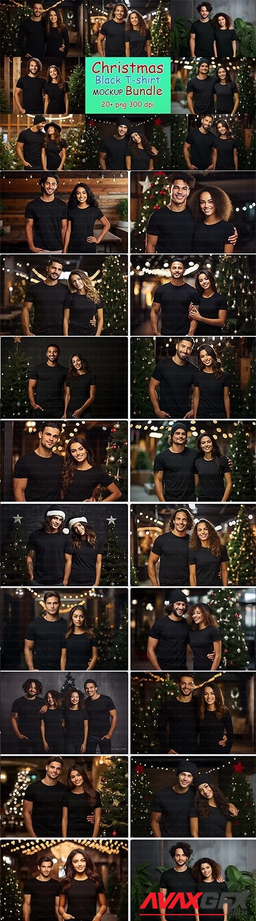 Christmas Couple Black T-Shirt Bundle