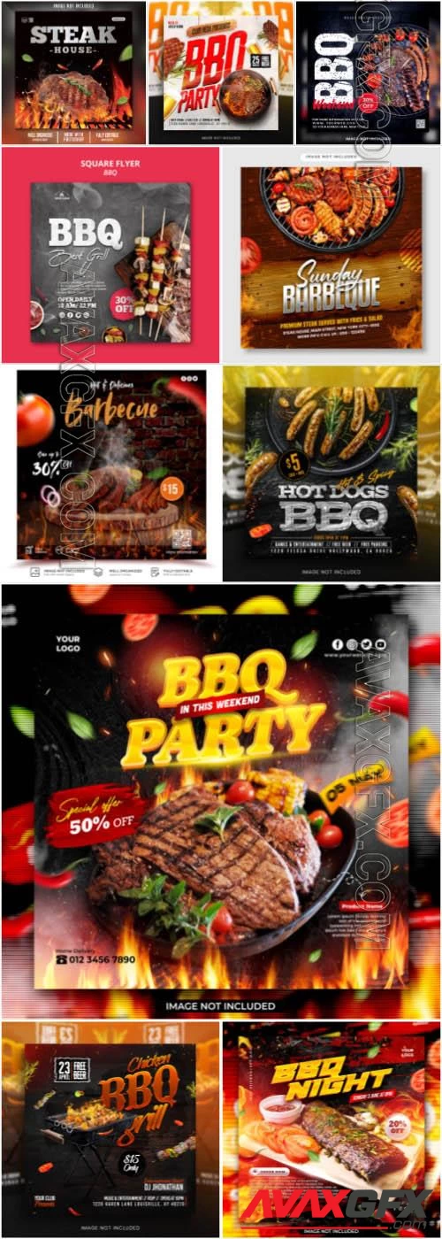 PSD chicken bbq grill flyer template