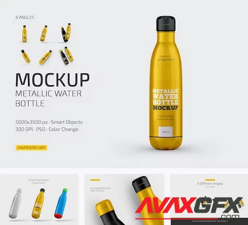 Metallic Water Bottle Mockup Set - 6995632