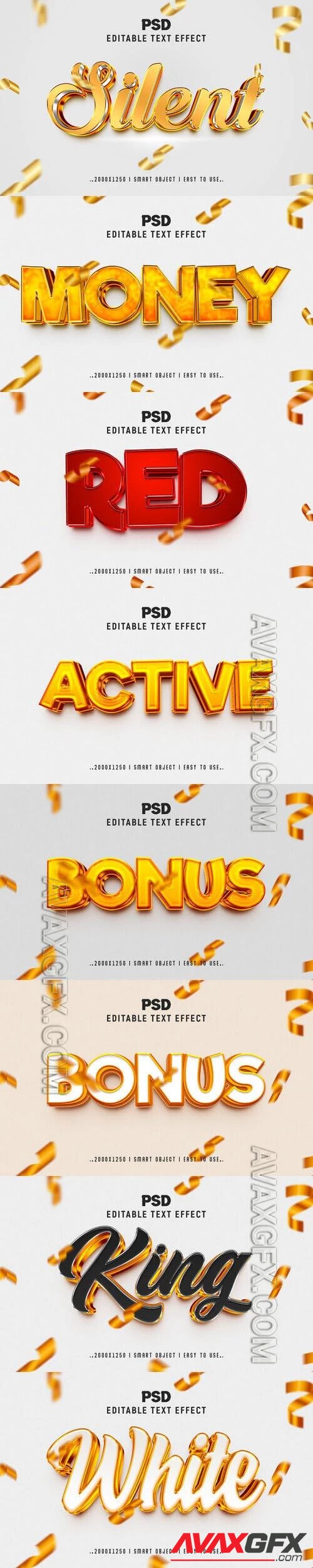 8 Psd style text effect editable set vol 25