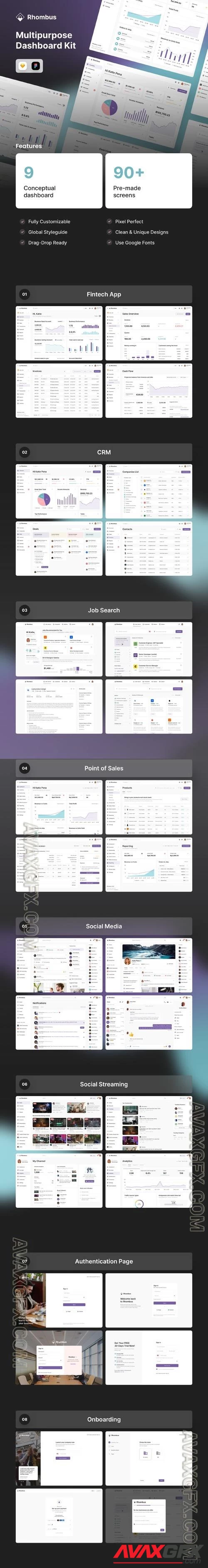 Rhombus Dashboard UI Kit UI8