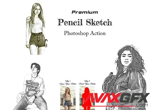 Premium Pencil Sketch Ps Action - 42229272