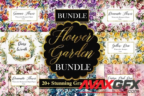 Flower Garden Graphics Bundle - 21 Premium Graphics