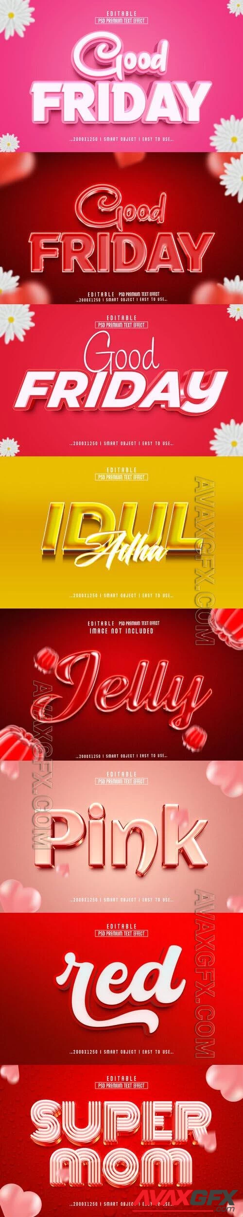 8 Psd style text effect editable set vol 35