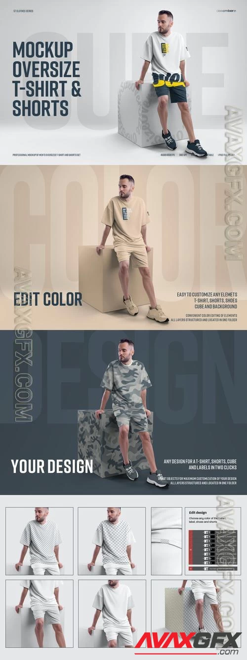 Mockup Oversize T-shirt and Shorts Kit