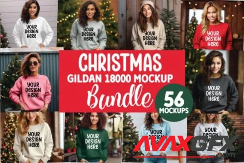 Christmas Gildan 18000 Mockup Bundle