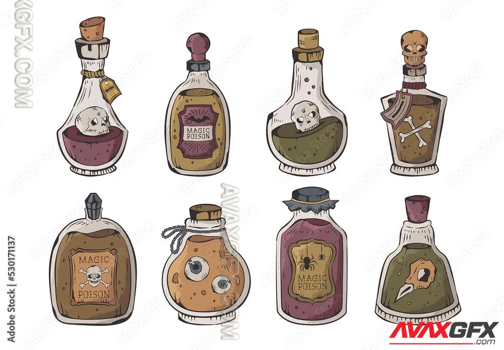 Witchcraft Potions Magic Spell Bottle Jars 530171137 Adobestock