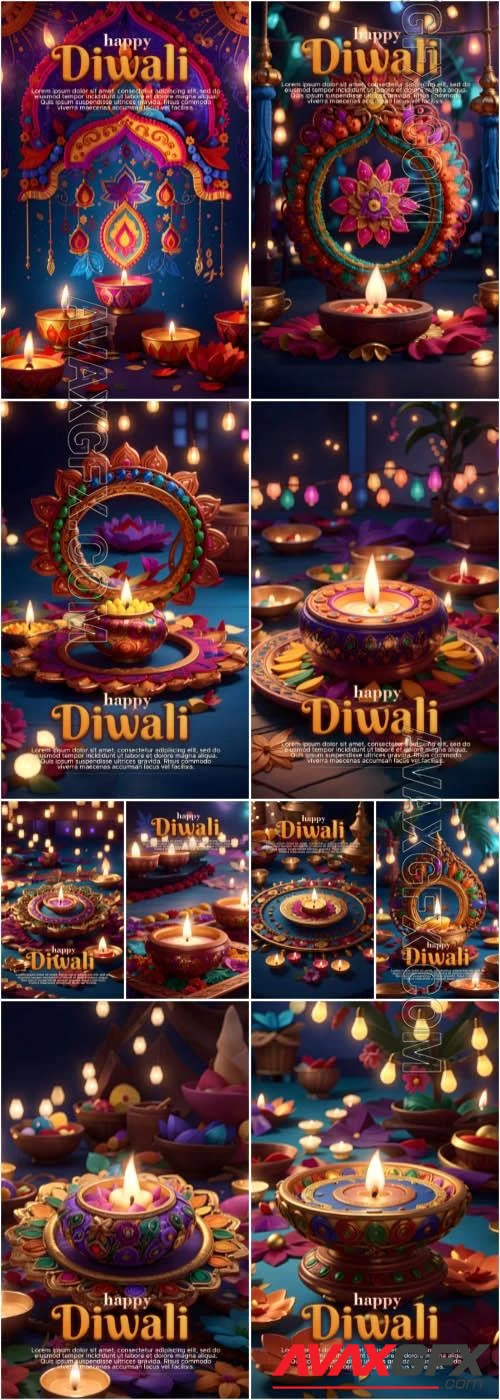 PSD happy diwali festival of lights template design