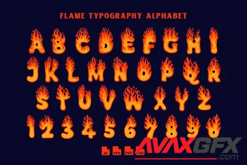 Flame Fire Alphabet Typography - YCDUCVR