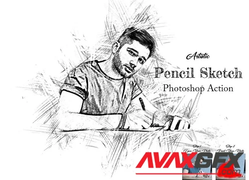 Artistic Pencil Sketch Ps Action - 42237442