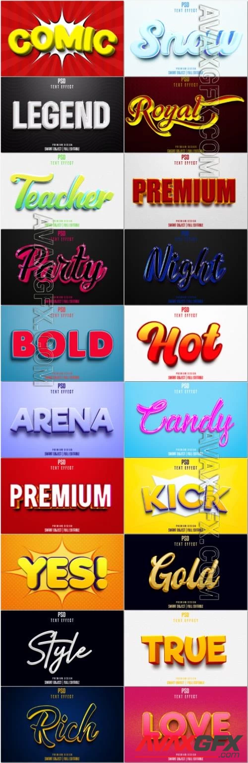 20 Psd style text effect editable set vol 53