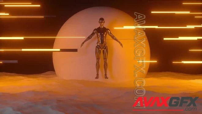 MA - Retro Orange Sci-Fi Robot Loop 1465812