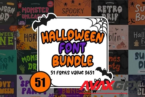 Halloween Font Bundle - 51 Premium Fonts