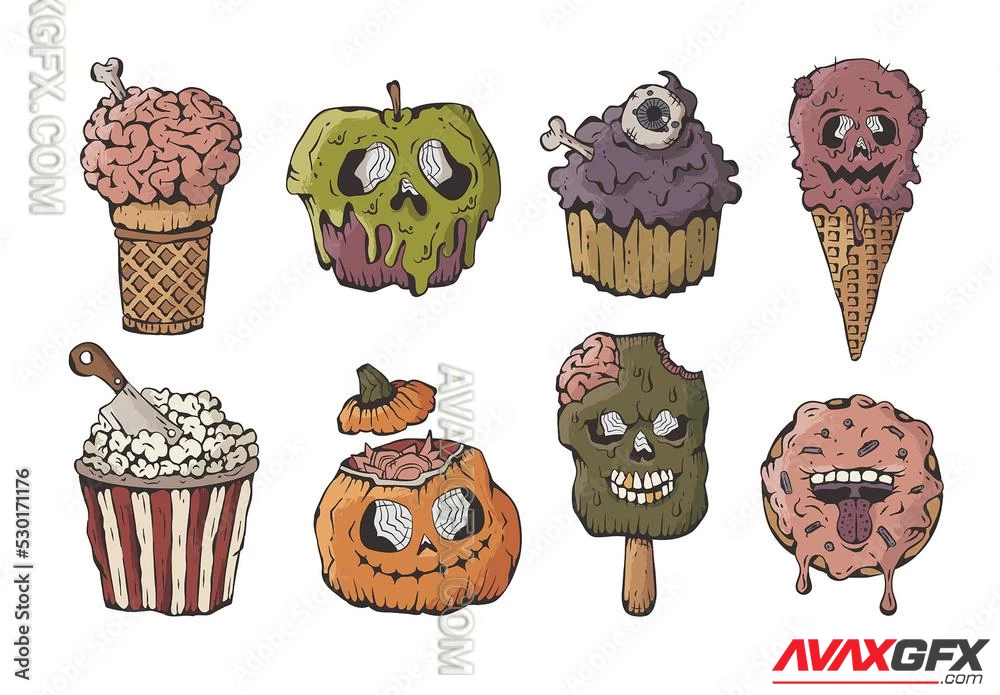 Halloween Food Candy Sweets Illustrations 530171176 Adobestock