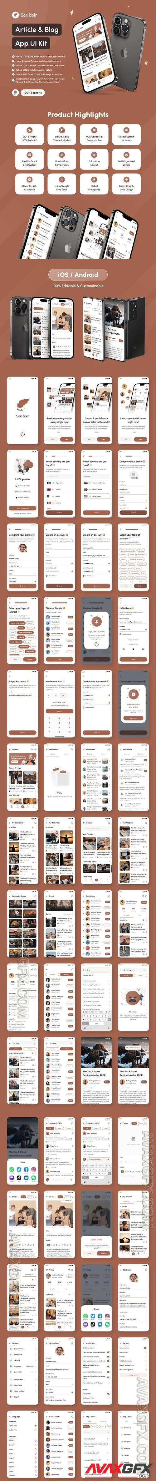 Scribblr - Article & Blog App UI Kit UI8