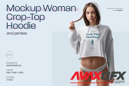 Mockup Woman Crop-Top Hoodie and Panties - CM92XJ3