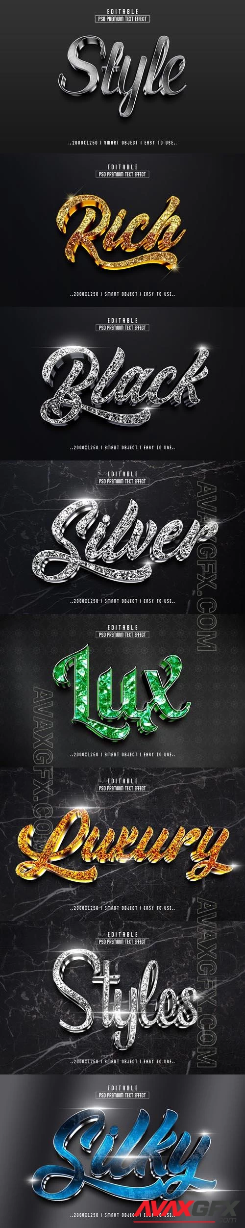 8 Psd style text effect editable set vol 20