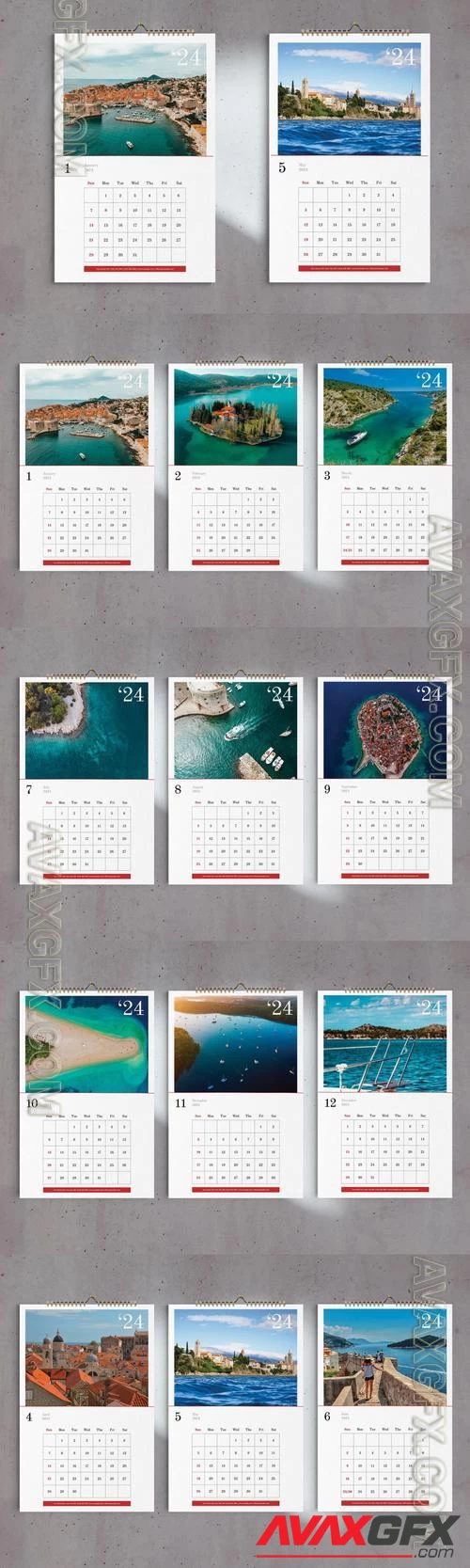 Nature Wall Calendar 2024 Template 96V96KM Download Indesign Templates