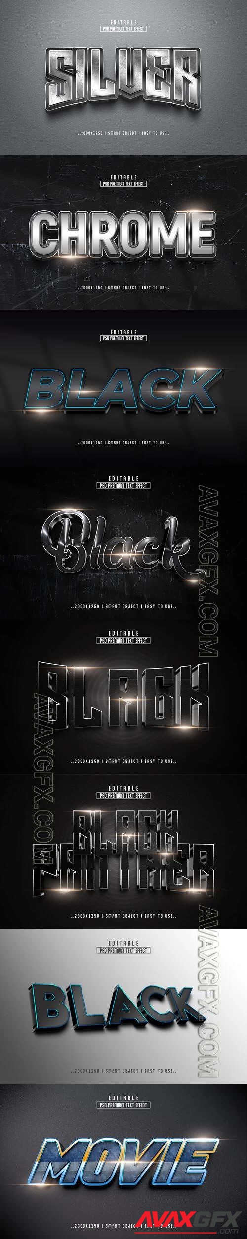 8 Psd style text effect editable set vol 18