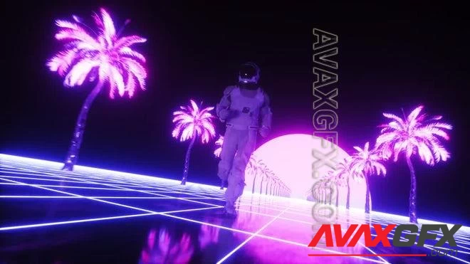 MA - Running Astronaut Synthwave VJ Loop 1621772