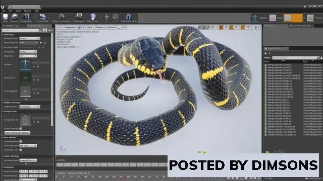 Unreal Engine Characters Animated Mangrove Snake v4.27