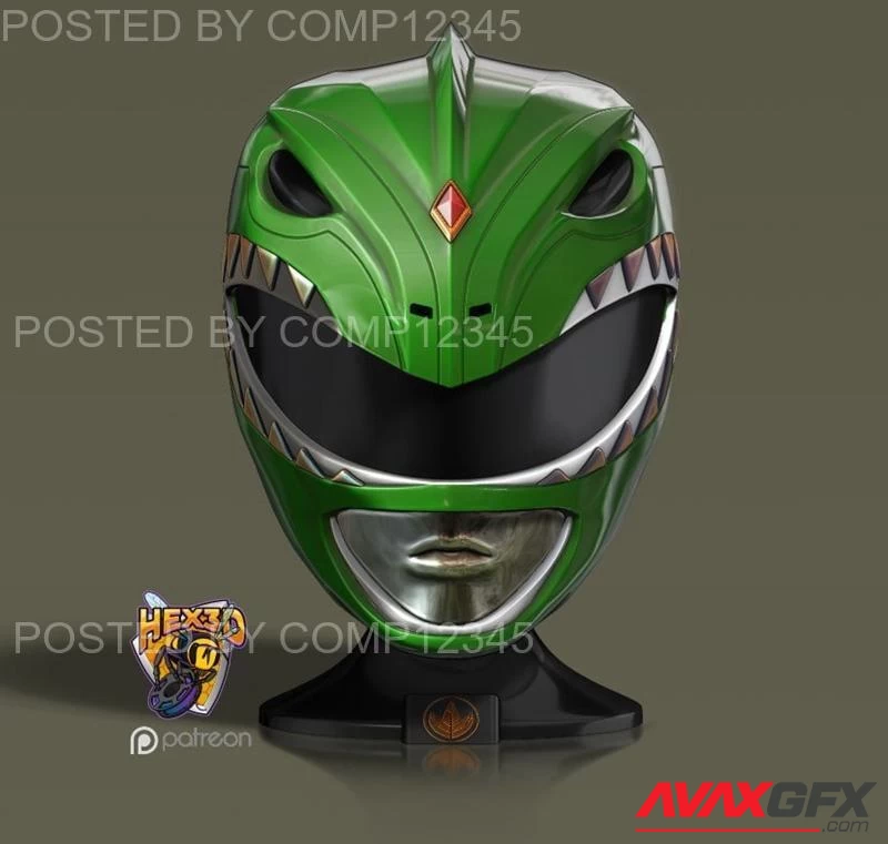 Hex3D - Green Ranger Helmet V2