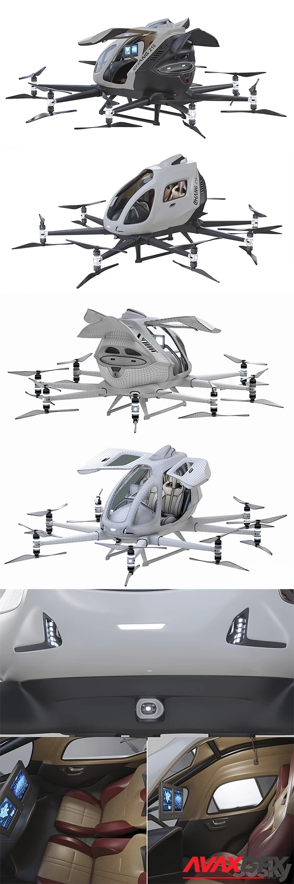 Ehang Flying Taxi 3D Model