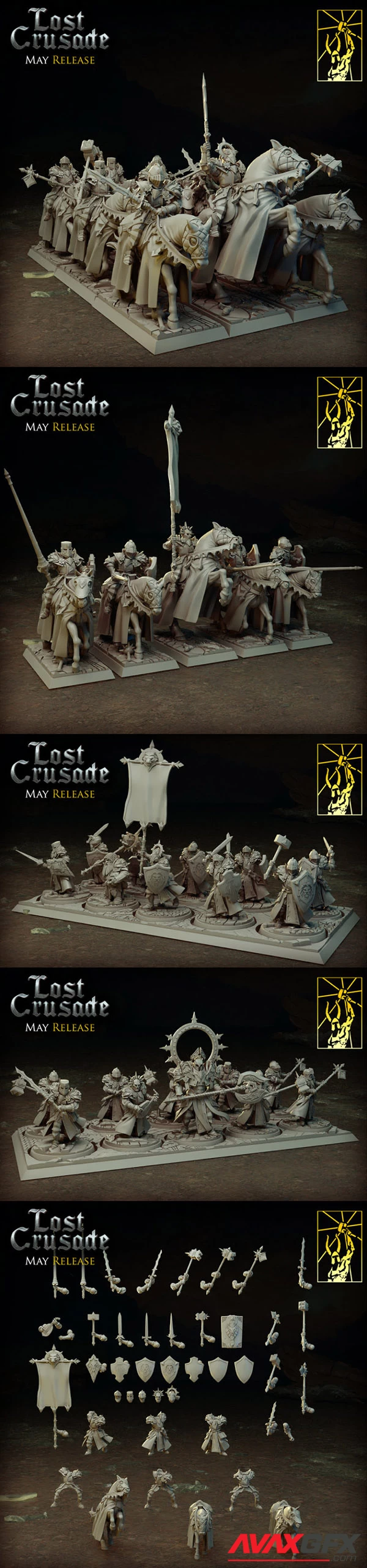 Lost Crusade Templar Cavalry and Templars – 3D Print