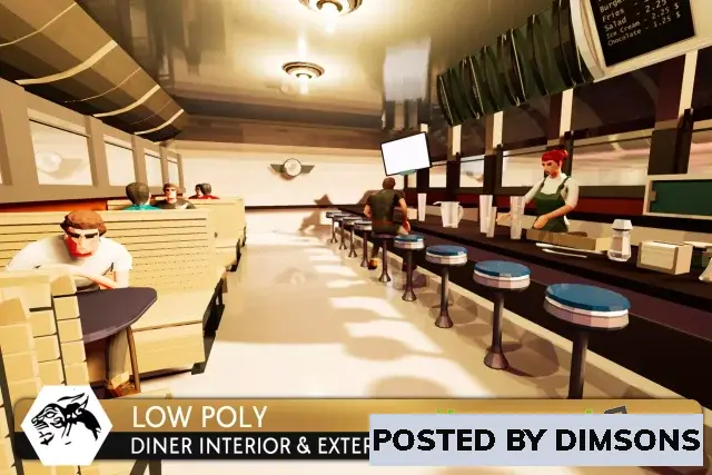 Unity 3D-Models Low Poly - Diner / Cafe Environment v1.0