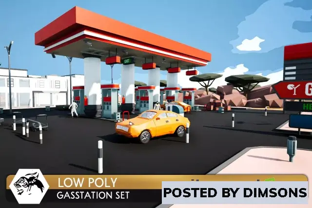 Unity 3D-Models Low Poly Gas Station Set v1.0