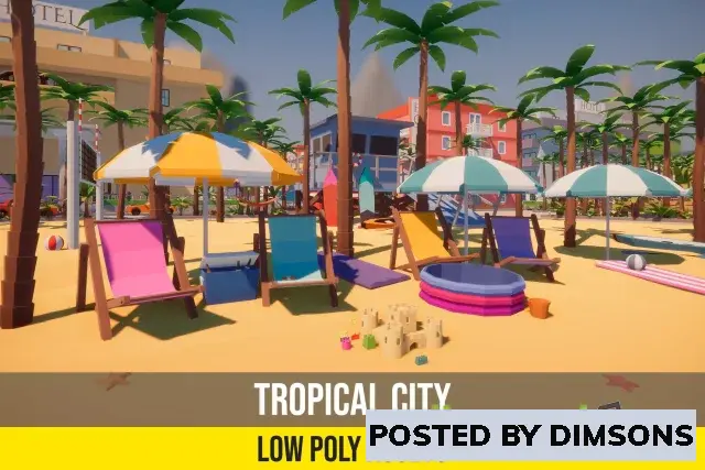 Unity 3D-Models Low Poly Tropical City v1.0