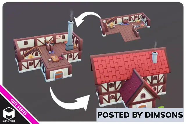 Unity 3D-Models Modular Medieval Houses and Props Pack Cute Series v1.0