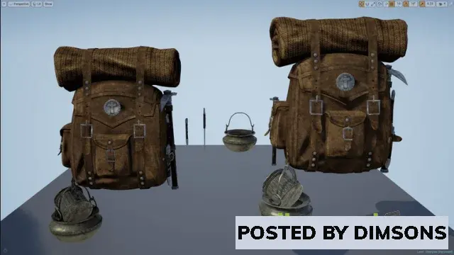 Unreal Engine Props Old Survival Backpack v4.x, 5.x